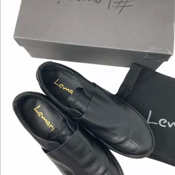 Lemaré Leather Slip On Sneakers Black Fashion - Picture 2 of 9
